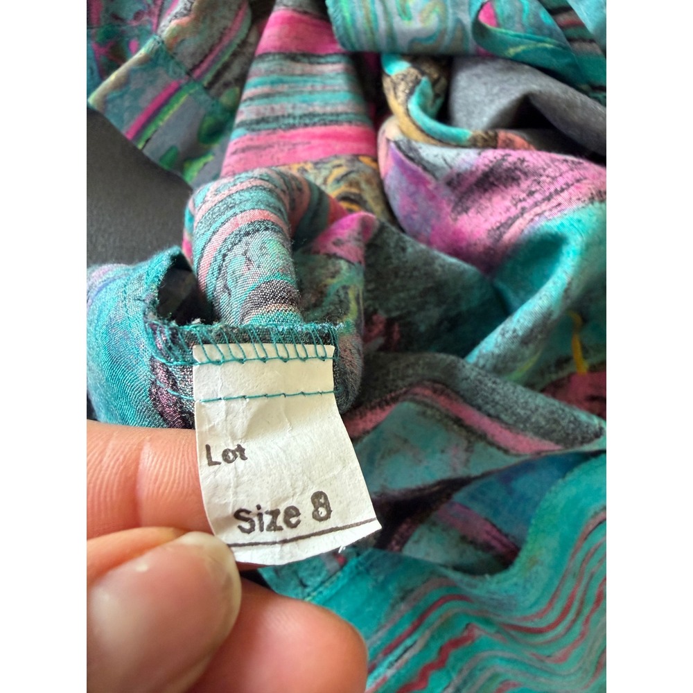 VTG Casual Corner Rayon 2pc Set 8 10 Teal Floral Poetcore Boho Artsy Festival - Picture 9 of 16